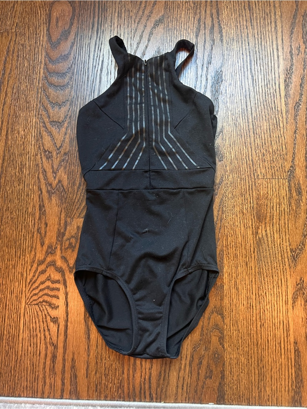 Jo and Jax Black dance leotard. Zipper front
